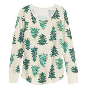 Printed Thermal-Knit Long-Sleeve Top- TALL